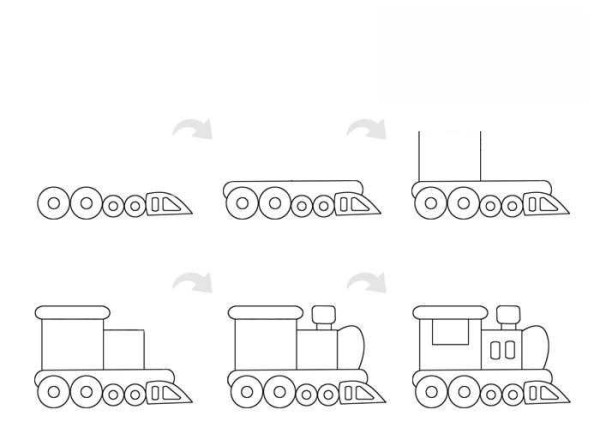 Locomotive simple drawing drawing steps and coloring tutorial