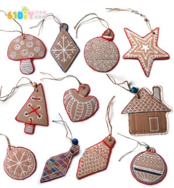 Handmade Christmas decorations from waste cardboard