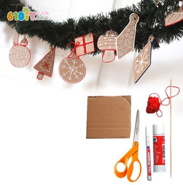 Handmade Christmas decorations from waste cardboard