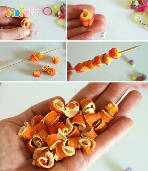 Using waste to make orange peel bracelets