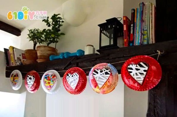 Mothers Day parent-child handicrafts paper plate hearts