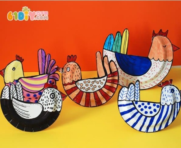 Paper plate handmade hens