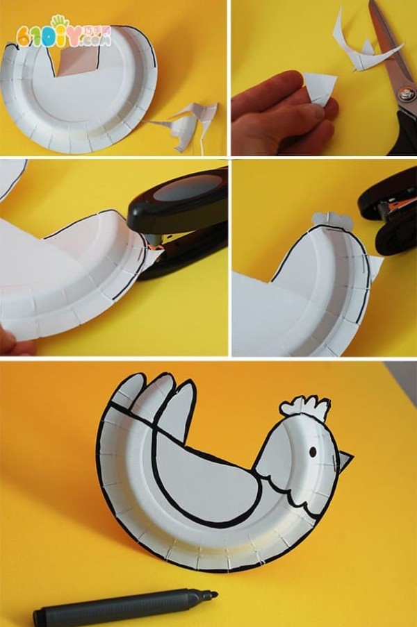 Paper plate handmade hens