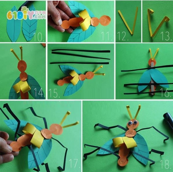 Handmade small insects on ice cream sticks