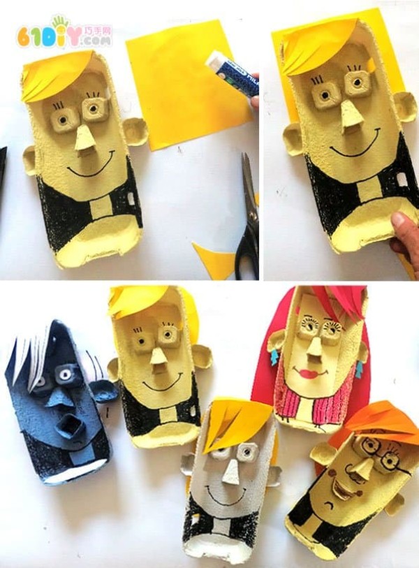 Waste utilization changes, hand-made three-dimensional character avatars in egg trays