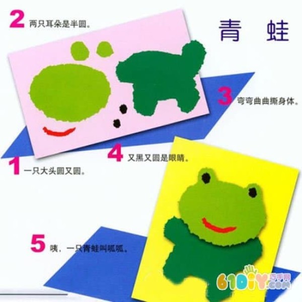 Summer handmade frog tear paper stickers