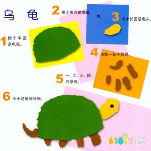 Turtle tearing paper handmade