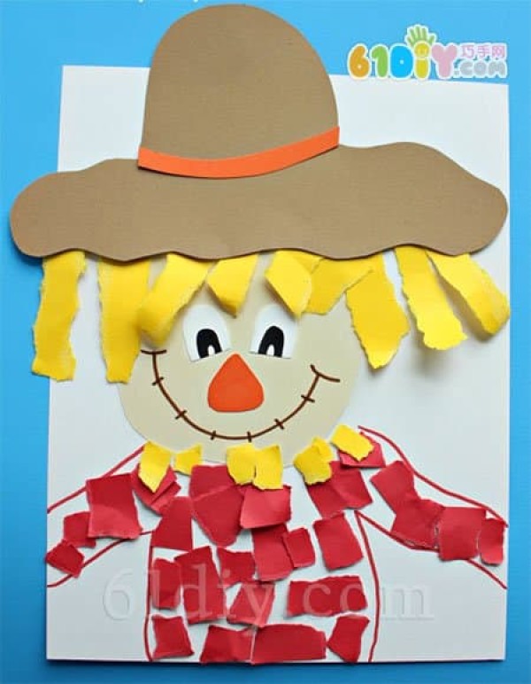 Autumn crafts cute scarecrow tear paper stickers