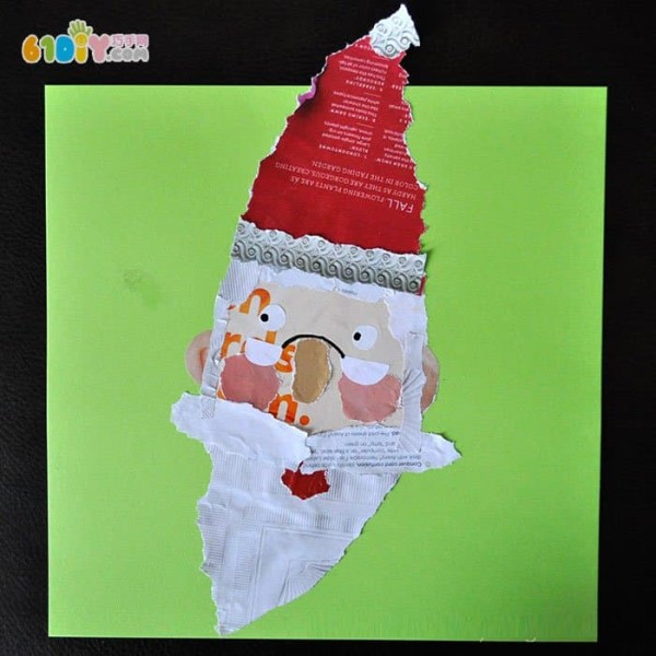 Make Santa Claus stickers from waste paper