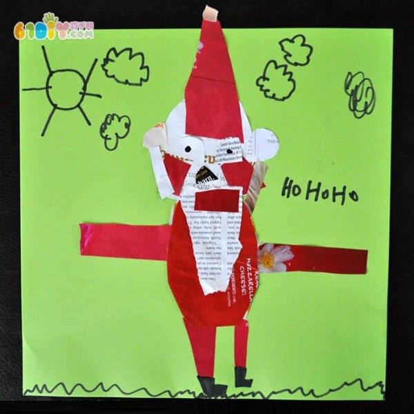 Make Santa Claus stickers from waste paper