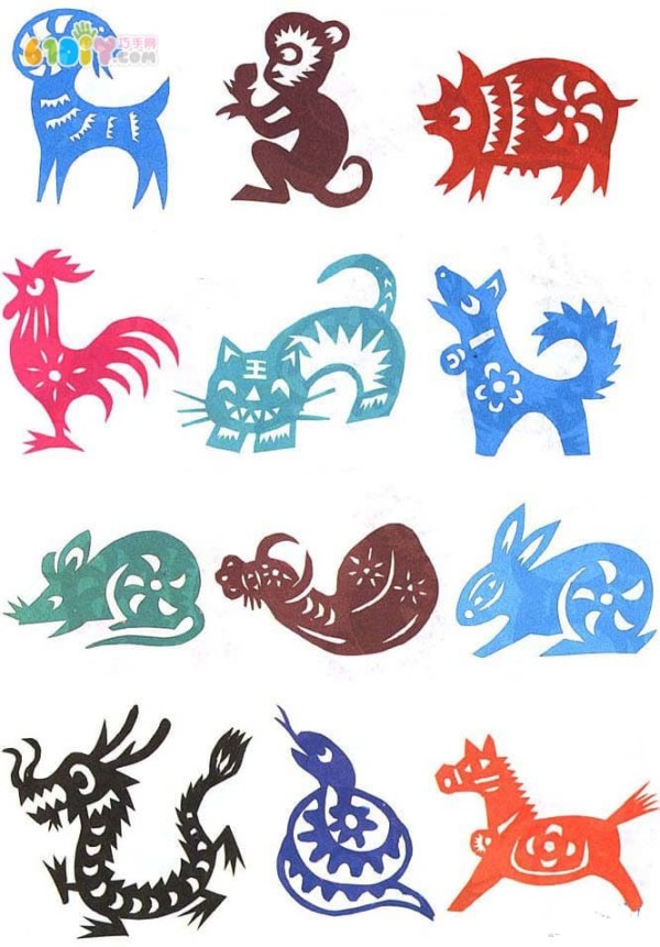 Twelve zodiac signs paper cut template