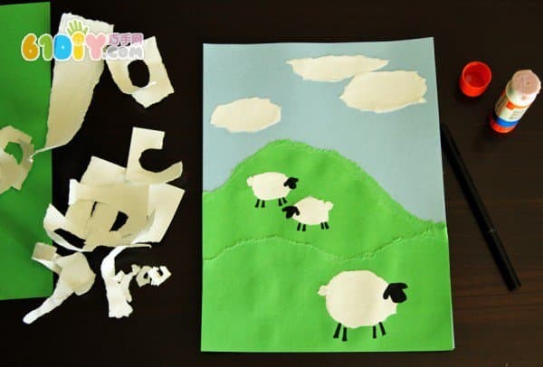 Childrens tear-off stickers - Little Lamb on the Prairie