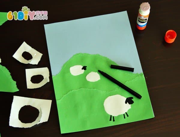 Childrens tear-off stickers - Little Lamb on the Prairie