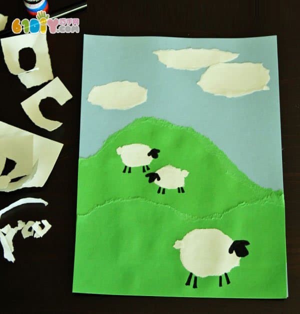 Childrens tear-off stickers - Little Lamb on the Prairie