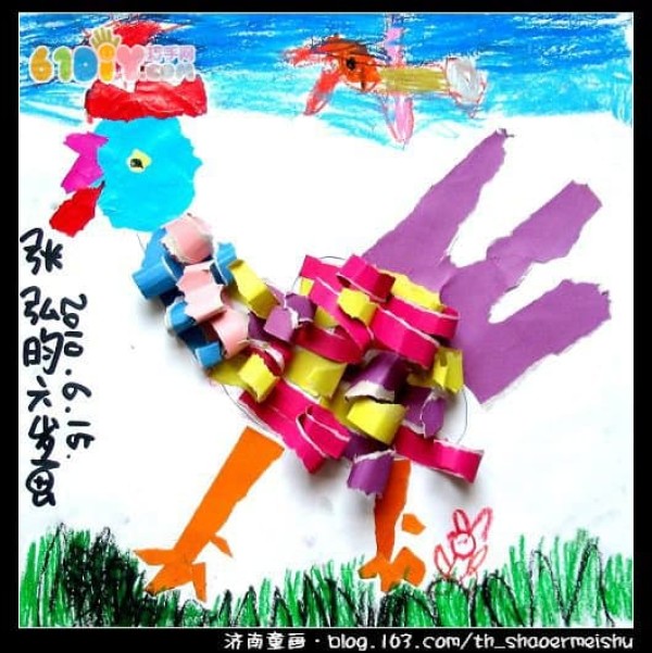 Childrens handicrafts for the Year of the Rooster Rooster tear-off paper stickers