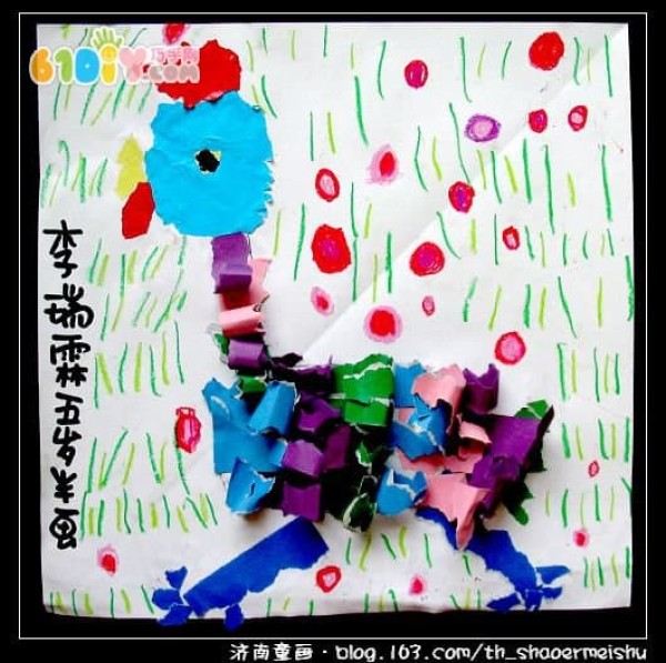 Childrens handicrafts for the Year of the Rooster Rooster tear-off paper stickers