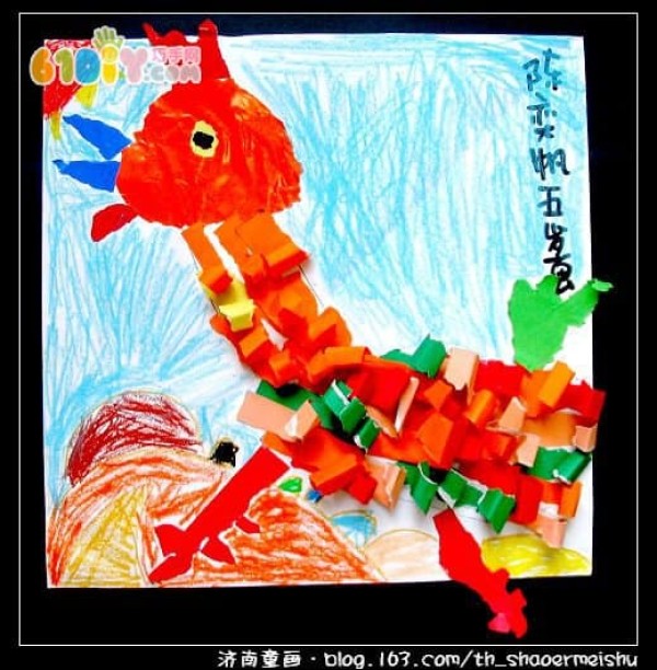 Childrens handicrafts for the Year of the Rooster Rooster tear-off paper stickers