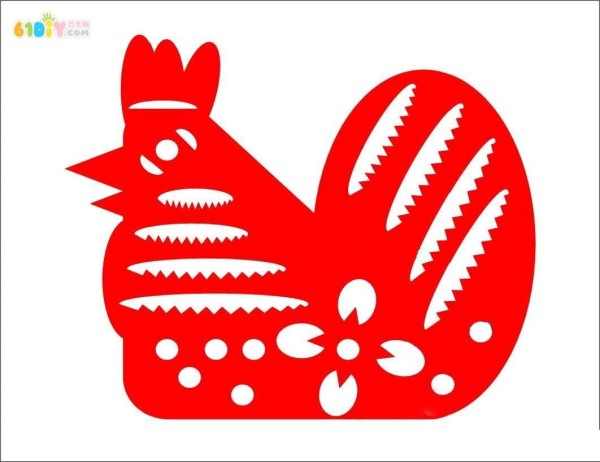 New Year Rooster Paper Cut Pattern