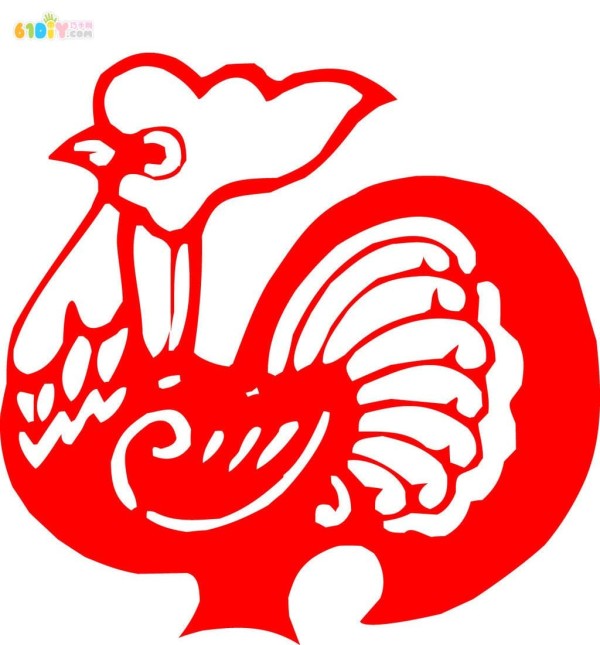 New Year Rooster Paper Cut Pattern