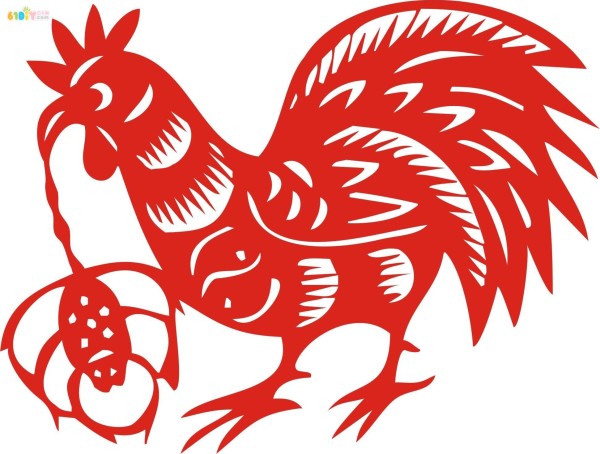 New Year Rooster Paper Cut Pattern