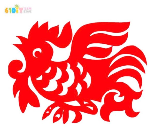 New Year Rooster Paper Cut Pattern