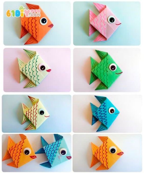 Three-dimensional fish origami tutorial