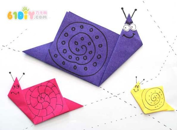 Simple origami crafts for children Cute little snail