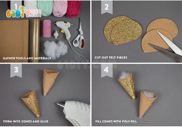 The production process of yarn ball ice cream hanging decoration