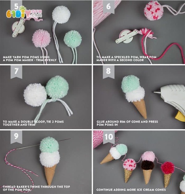 The production process of yarn ball ice cream hanging decoration