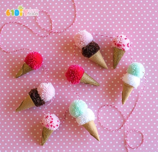 The production process of yarn ball ice cream hanging decoration