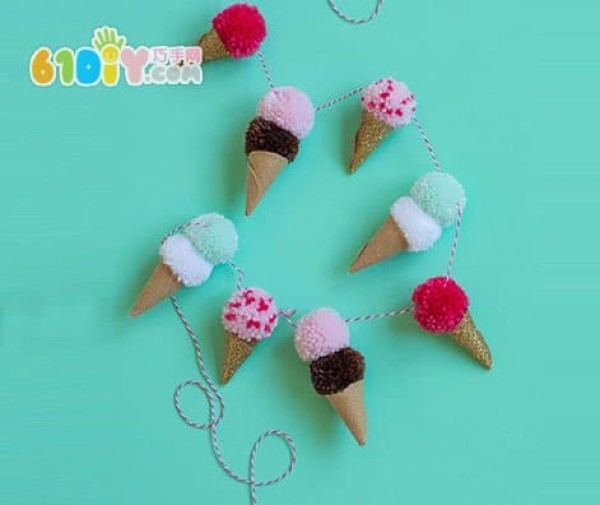 The production process of yarn ball ice cream hanging decoration