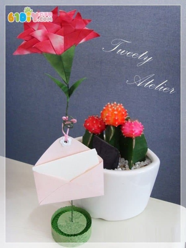 Teachers Day carnation origami craft