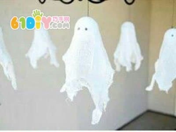 Childrens Halloween handmade gauze DIY ghost ornaments