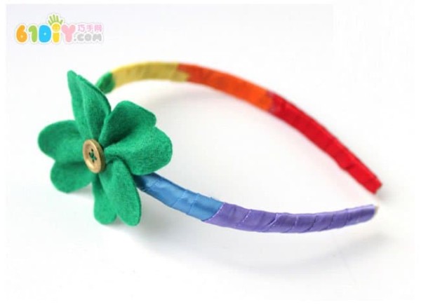 DIY beautiful four-leaf clover rainbow headband