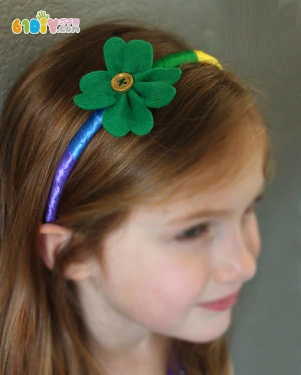 DIY beautiful four-leaf clover rainbow headband