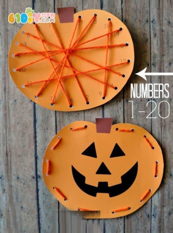 Halloween crafts for children - Threaded Pumpkins