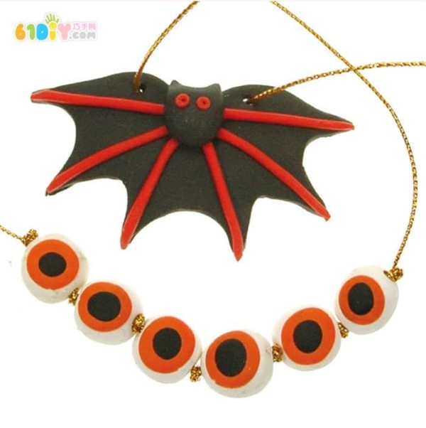 Childrens handmade Halloween bat decoration necklace