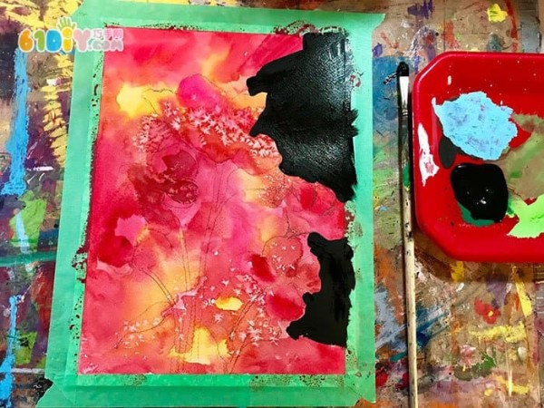 Creative watercolor painting - Poppy