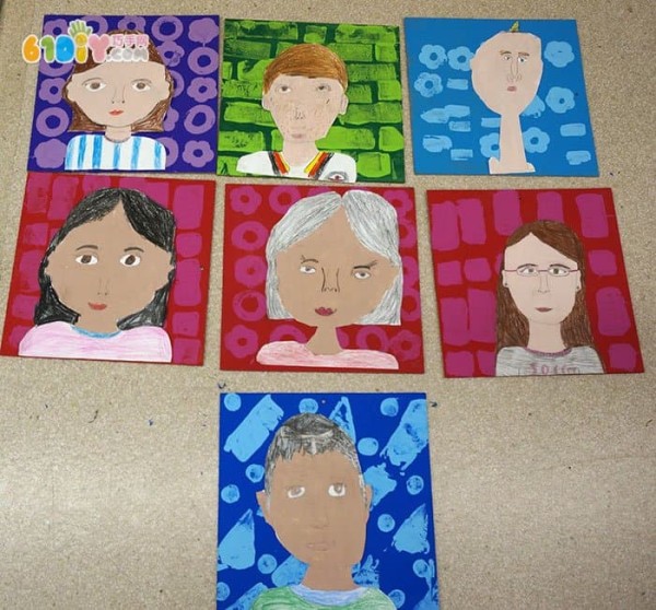 Childrens handmade art self-portrait