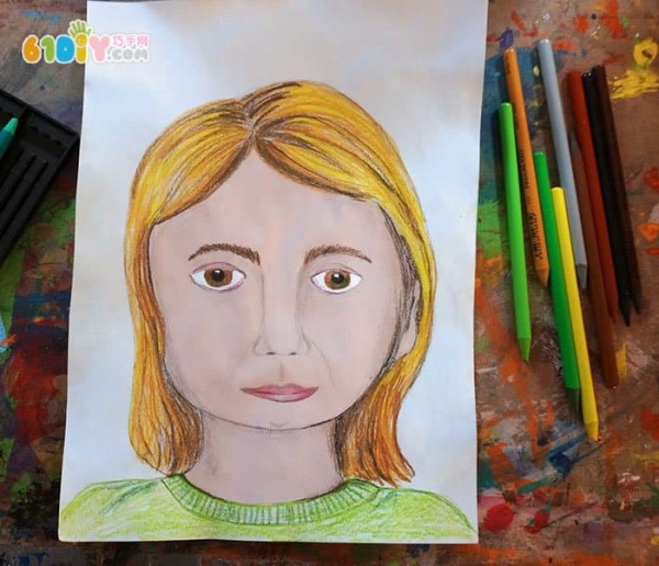 Childrens handmade art self-portrait