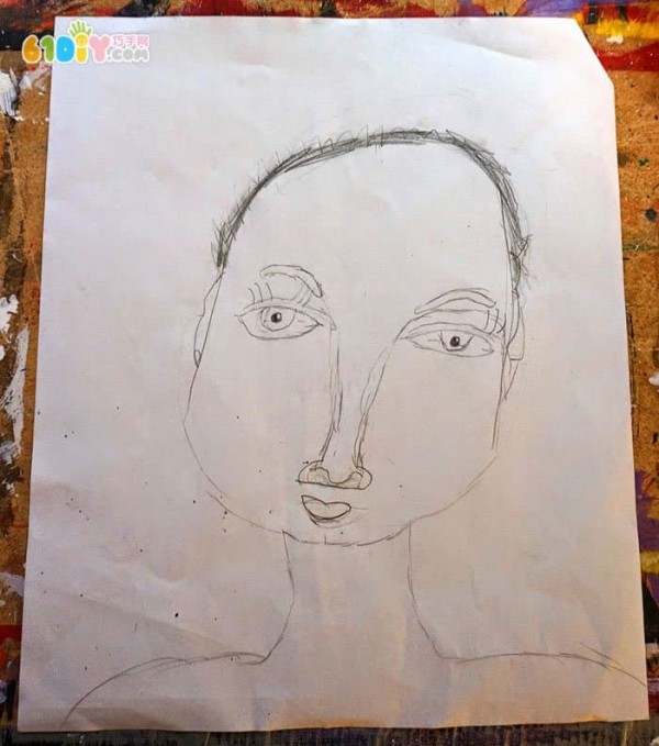 Childrens handmade art self-portrait