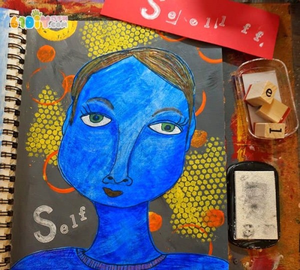 Childrens handmade art self-portrait