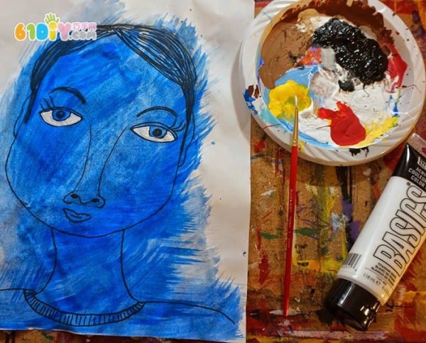 Childrens handmade art self-portrait