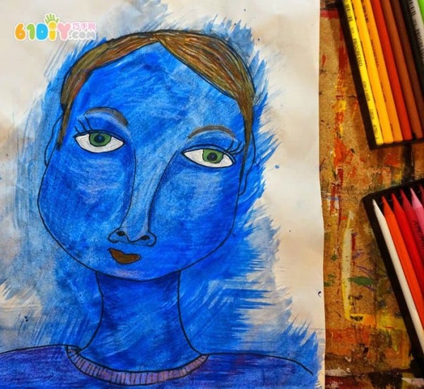 Childrens handmade art self-portrait