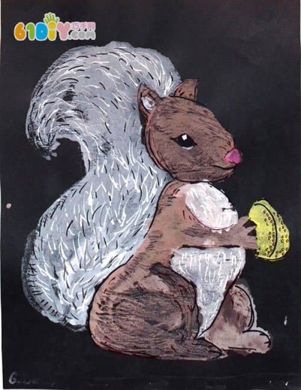 Childrens creative painting - squirrel