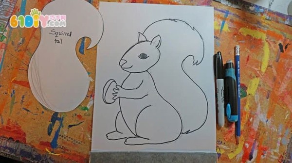 Childrens creative painting - squirrel