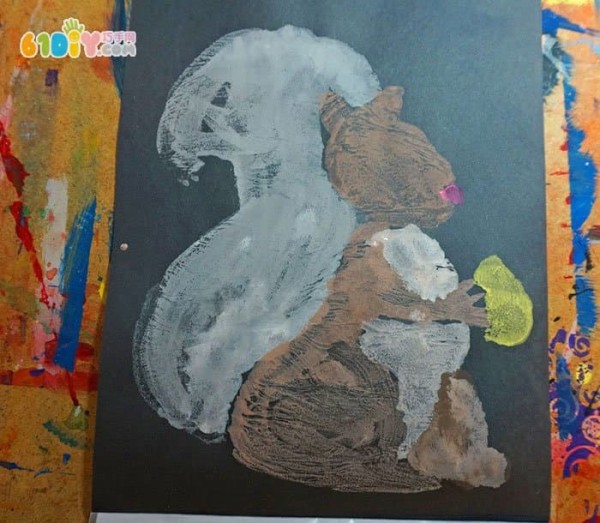 Childrens creative painting - squirrel