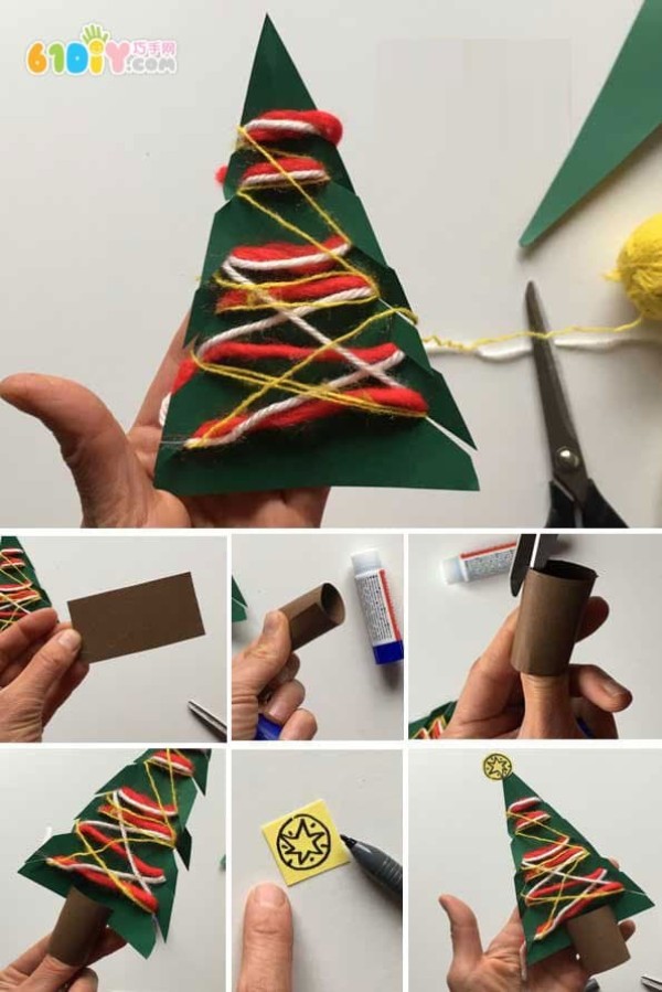 Childrens handmade cardboard Christmas tree