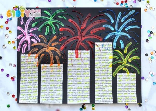 Kindergarten New Year crafts Beautiful fireworks in the city