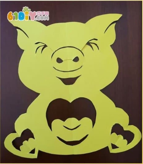 Handmade paper-cut piglet three-dimensional hanging ornament